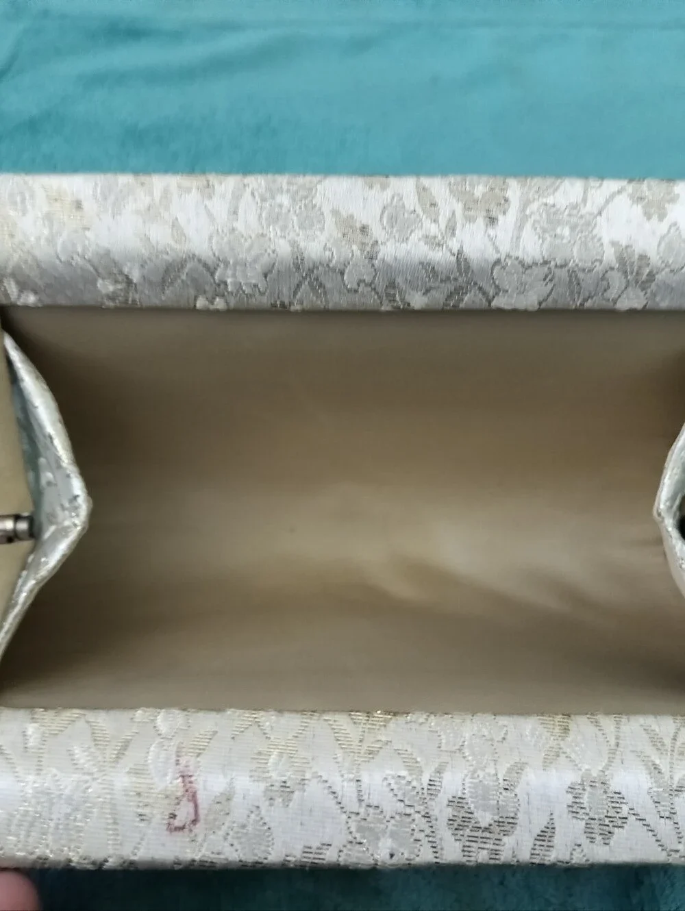 Vintage Mid-Century Gold Floral Brocade Envelope Clutch Snap Closure